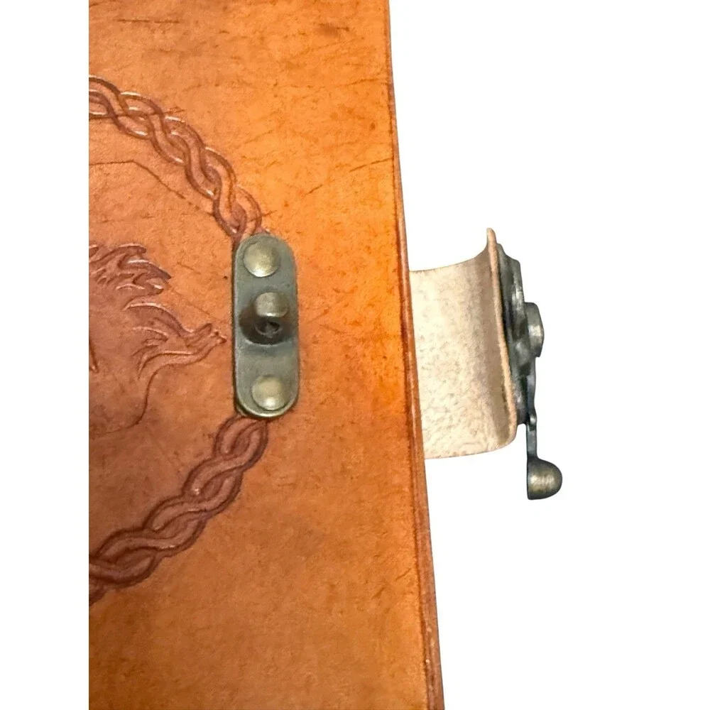 Horse Emblem Genuine Leather Journal Diary Parchment Paper Notebook Brown 8